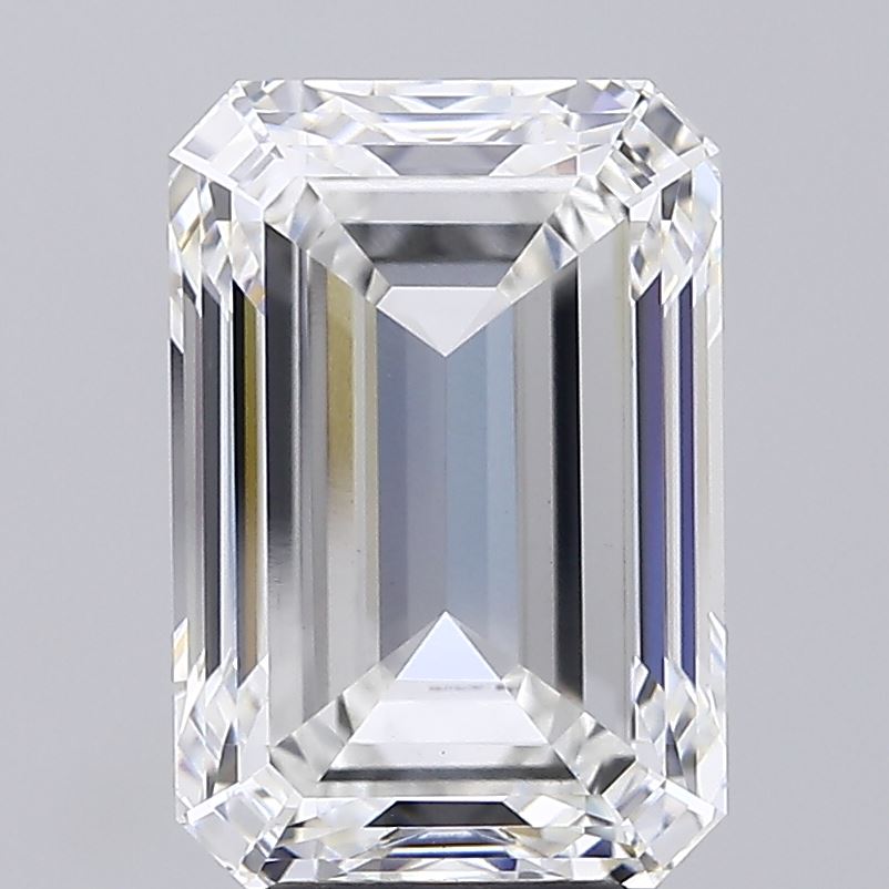 6.20 Carat Emerald Shaped, Ideal Cut, F Color, VVS2 Clarity, IGI Certified Lab Grown Diamond