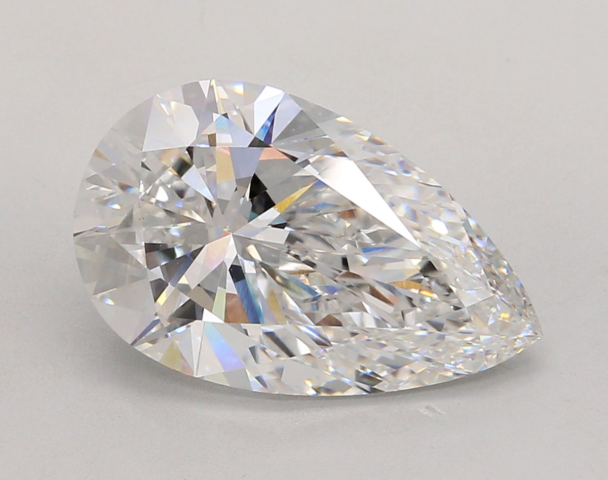 6.08 Carat Pear Shaped, Ideal Cut, E Color, VVS2 Clarity, IGI Certified Lab Grown Diamond