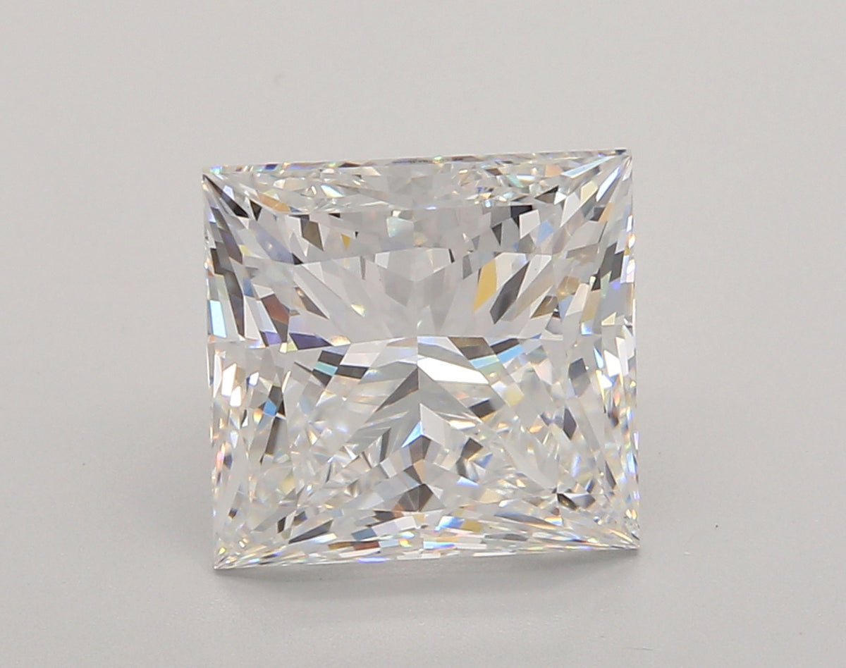 5.05 Carat Princess Shaped, Ideal Cut, E Color, VS1 Clarity, IGI Certified Lab Grown Diamond