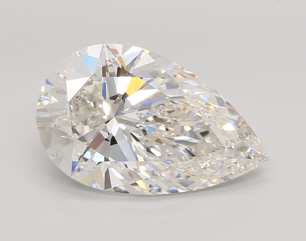 5.05 Carat Pear Shaped, Ideal Cut, F Color, VVS2 Clarity, IGI Certified Lab Grown Diamond