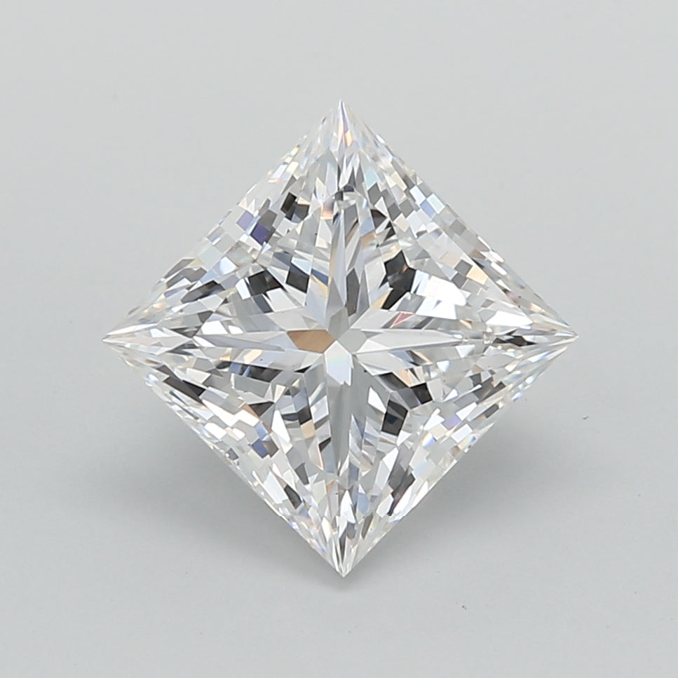 2.57 Carat Princess Shaped, Ideal Cut, E Color, VS1 Clarity, IGI Certified Lab Grown Diamond