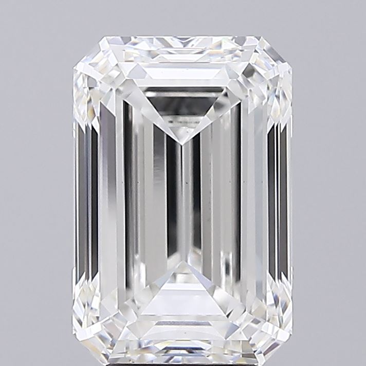 5.03 Carat Emerald Shaped, Ideal Cut, F Color, VVS2 Clarity, IGI Certified Lab Grown Diamond