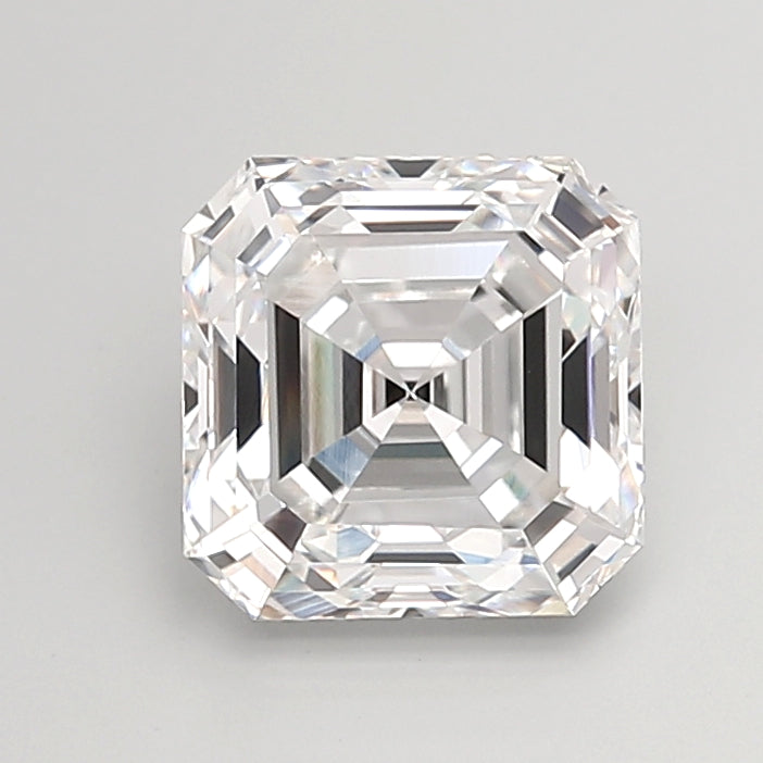 6.01 Carat Asscher Shaped, Ideal Cut, E Color, VVS2 Clarity, IGI Certified Lab Grown Diamond