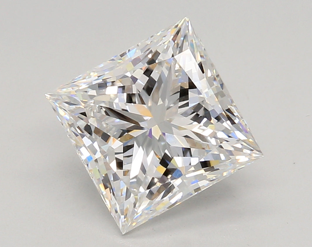 3.77 Carat Princess Shaped, Ideal Cut, E Color, VVS2 Clarity, IGI Certified Lab Grown Diamond