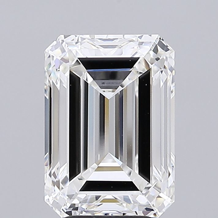 5.01 Carat Emerald Shaped, Ideal Cut, F Color, VVS2 Clarity, IGI Certified Lab Grown Diamond