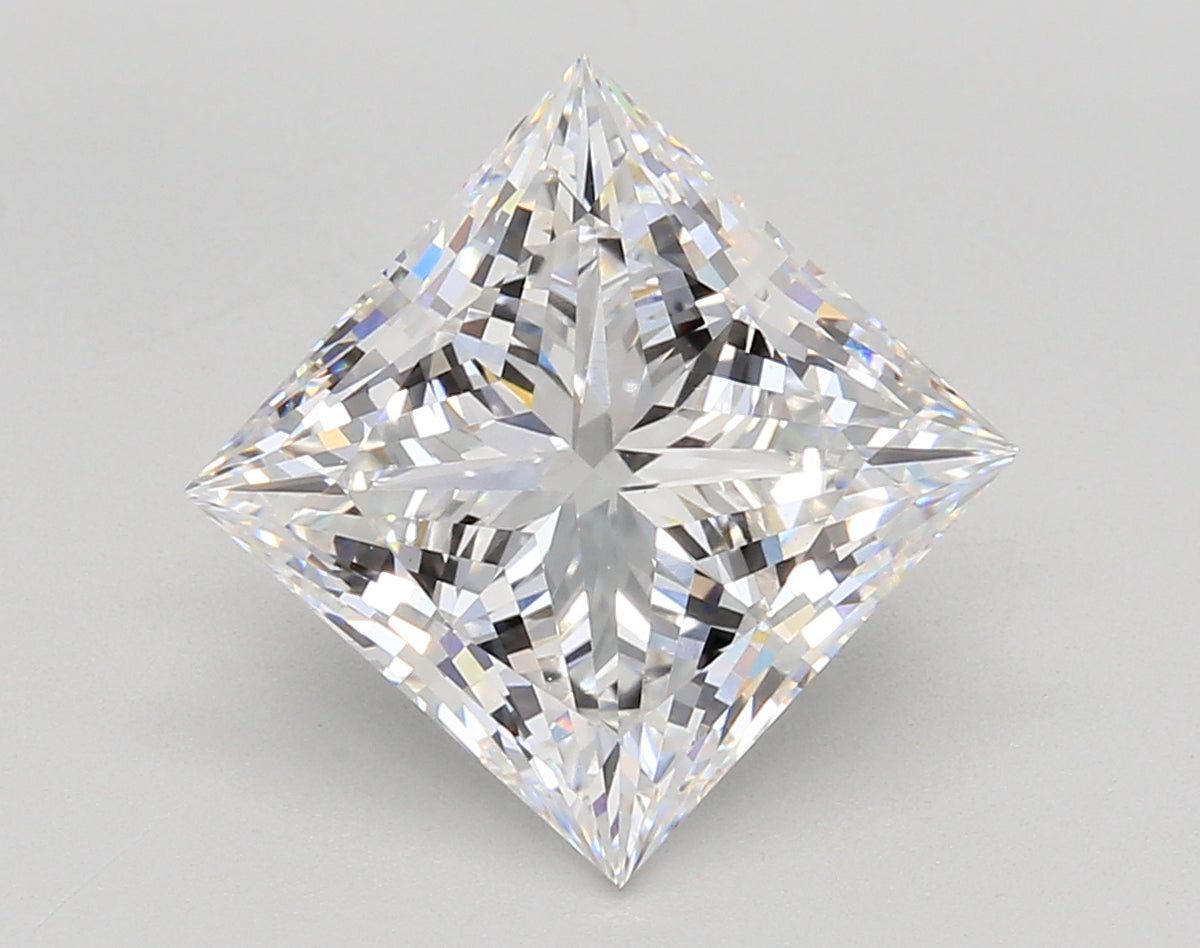5.06 Carat Princess Shaped, Ideal Cut, E Color, VVS2 Clarity, IGI Certified Lab Grown Diamond