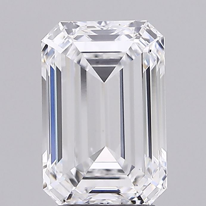2.75 Carat Emerald Shaped, Ideal Cut, D Color, VS1 Clarity, IGI Certified Lab Grown Diamond
