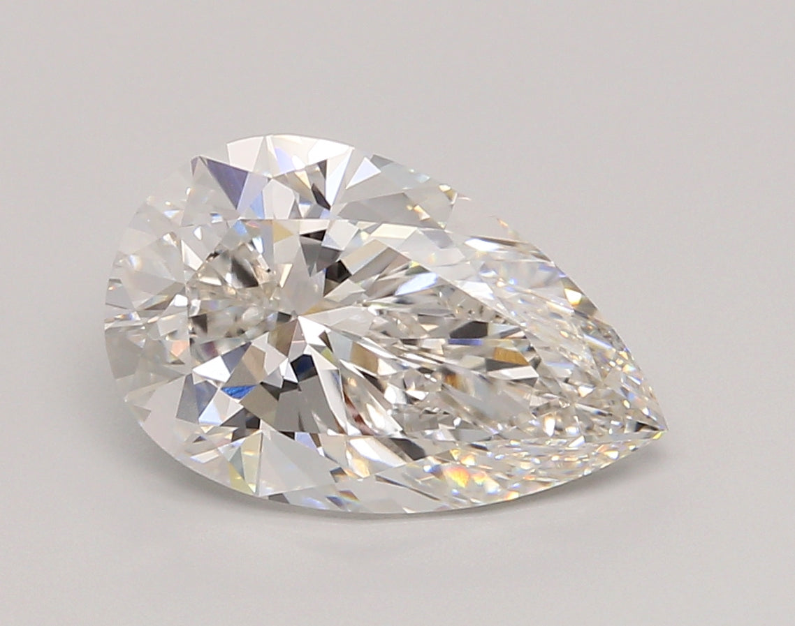 4.06 Carat Pear Shaped, Ideal Cut, F Color, VVS2 Clarity, IGI Certified Lab Grown Diamond
