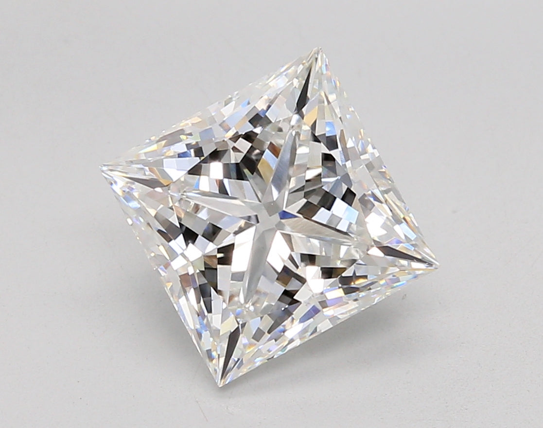 4.04 Carat Princess Shaped, Ideal Cut, E Color, VVS2 Clarity, IGI Certified Lab Grown Diamond