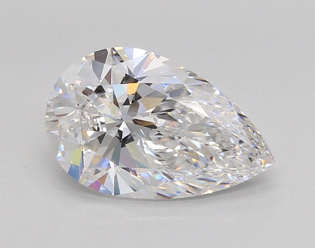 3.02 Carat Pear Shaped, Ideal Cut, D Color, VVS2 Clarity, IGI Certified Lab Grown Diamond