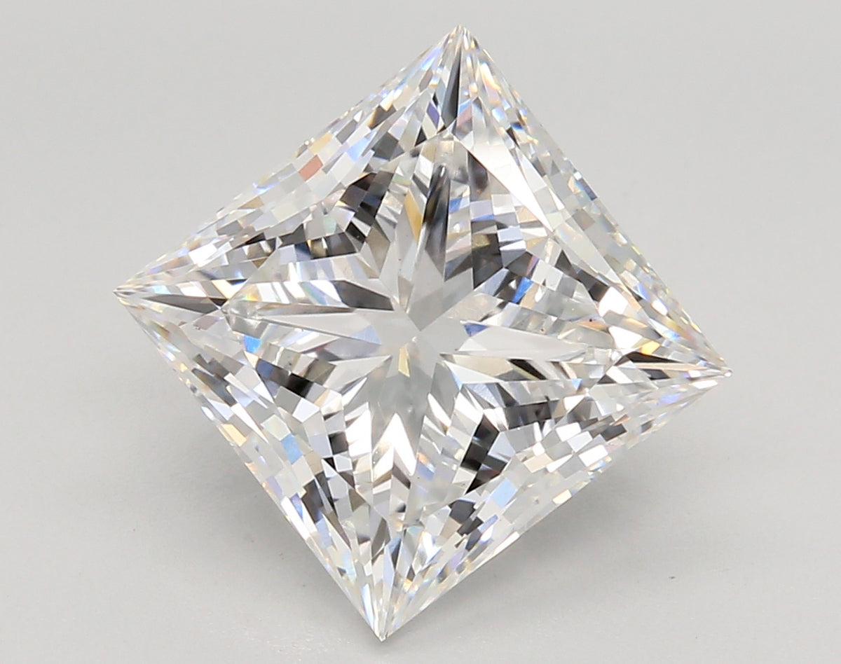 6.03 Carat Princess Shaped, Ideal Cut, E Color, VS1 Clarity, IGI Certified Lab Grown Diamond