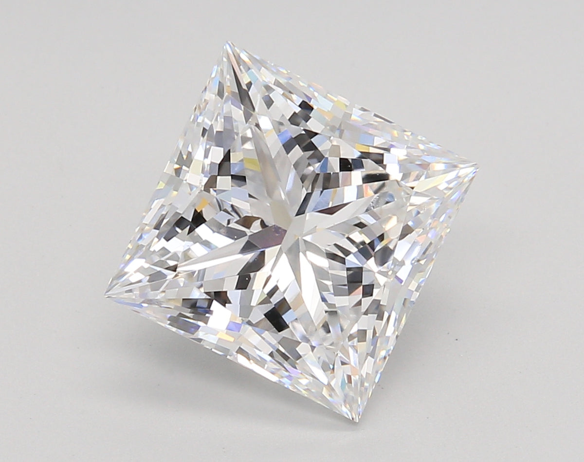 5.09 Carat Princess Shaped, Ideal Cut, D Color, VS1 Clarity, IGI Certified Lab Grown Diamond