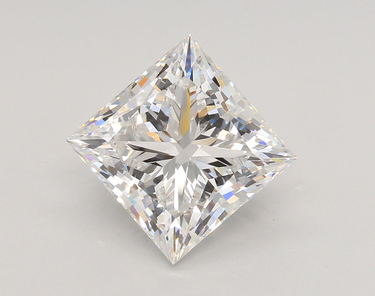 5.09 Carat Princess Shaped, Ideal Cut, E Color, VVS2 Clarity, IGI Certified Lab Grown Diamond