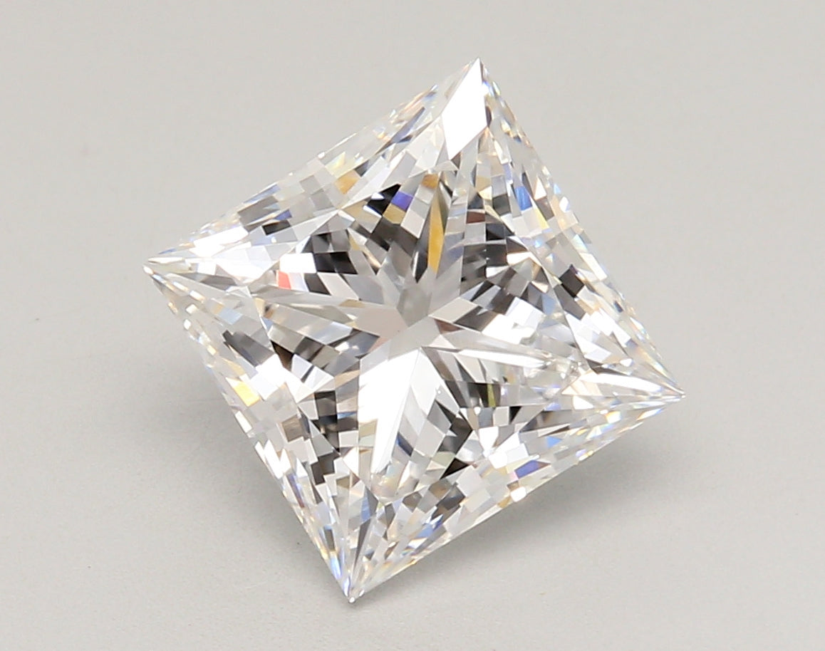 4.06 Carat Princess Shaped, Ideal Cut, E Color, VVS2 Clarity, IGI Certified Lab Grown Diamond