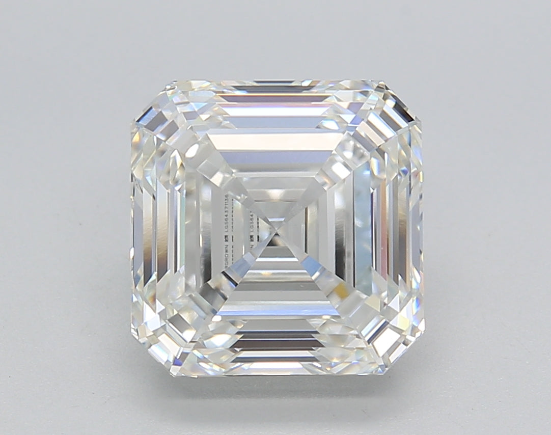 4.15 Carat Asscher Shaped, Ideal Cut, G Color, VVS2 Clarity, IGI Certified Lab Grown Diamond