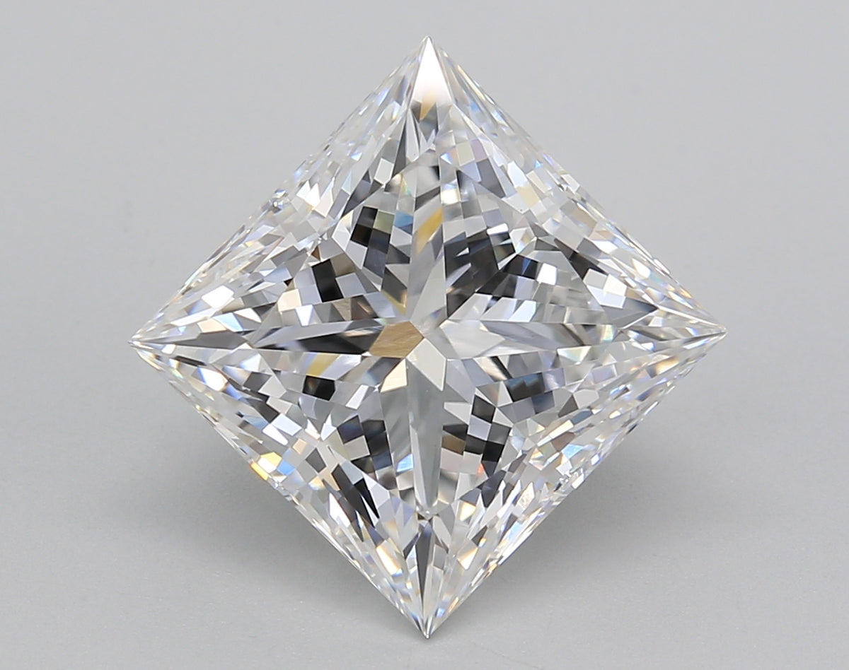 5.68 Carat Princess Shaped, Excellent Cut, E Color, VVS2 Clarity, IGI Certified Lab Grown Diamond