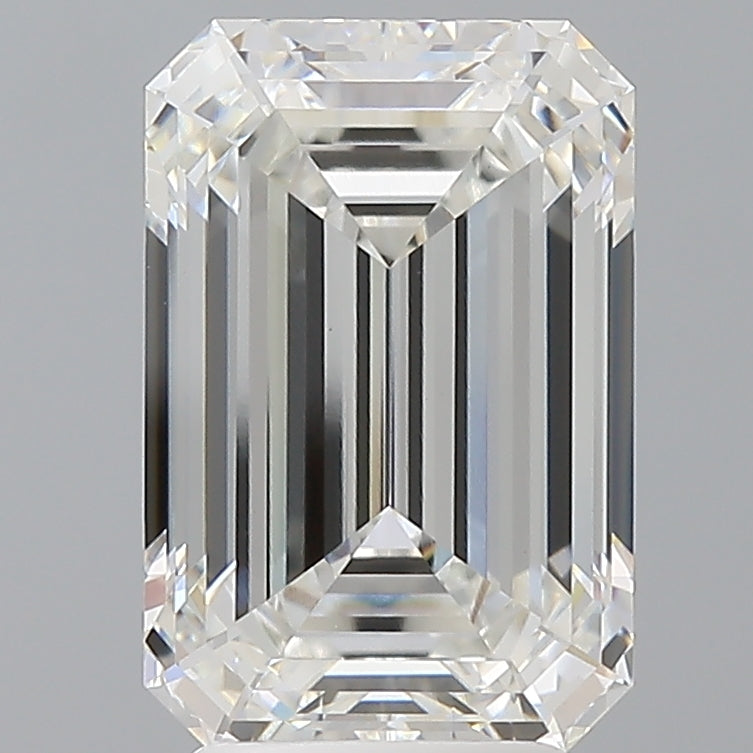 4.09 Carat Emerald Shaped, Ideal Cut, F Color, VVS2 Clarity, IGI Certified Lab Grown Diamond