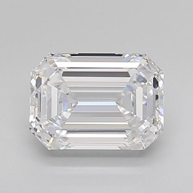 1.57 Carat Emerald Shaped, Ideal Cut, D Color, VVS2 Clarity, IGI Certified Lab Grown Diamond