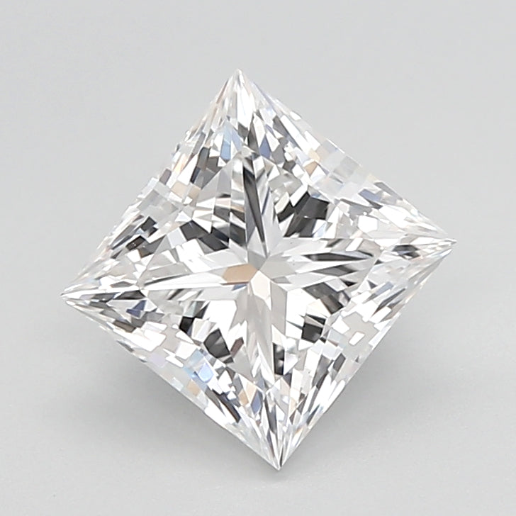 2.58 Carat Princess Shaped, Ideal Cut, E Color, VVS2 Clarity, IGI Certified Lab Grown Diamond