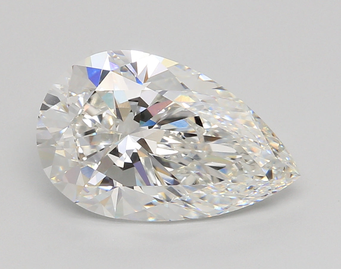5.06 Carat Pear Shaped, Ideal Cut, F Color, VVS2 Clarity, IGI Certified Lab Grown Diamond