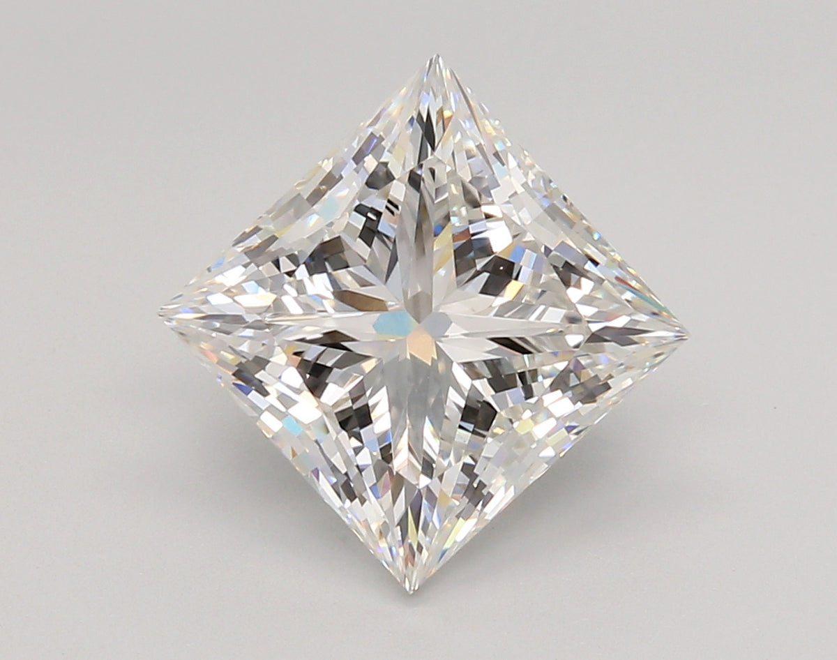 4.48 Carat Princess Shaped, Ideal Cut, F Color, VVS2 Clarity, IGI Certified Lab Grown Diamond