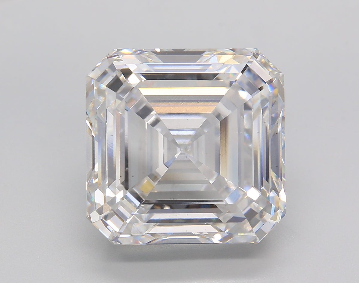 15.25 Carat Asscher Shaped, Ideal Cut, E Color, VS1 Clarity, IGI Certified Lab Grown Diamond