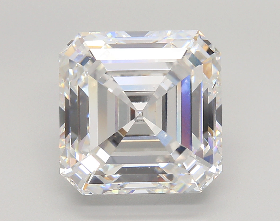 7.06 Carat Asscher Shaped, Ideal Cut, D Color, VS1 Clarity, IGI Certified Lab Grown Diamond