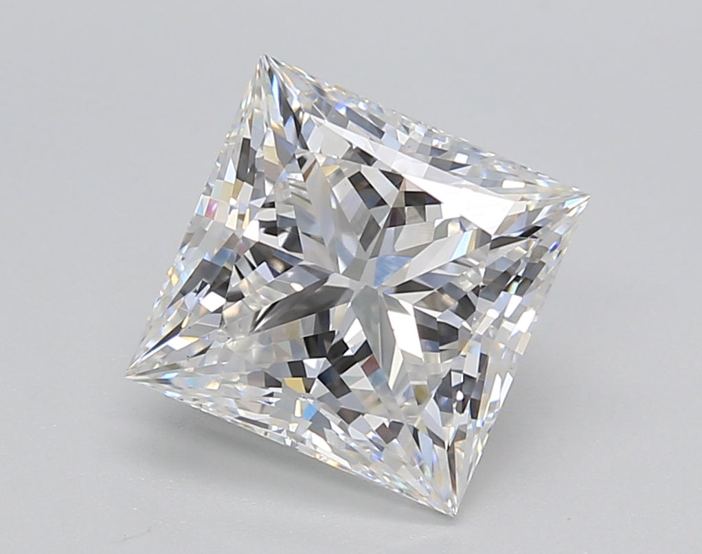 3.01 Carat Princess Shaped, Ideal Cut, E Color, VS1 Clarity, GIA Certified Lab Grown Diamond