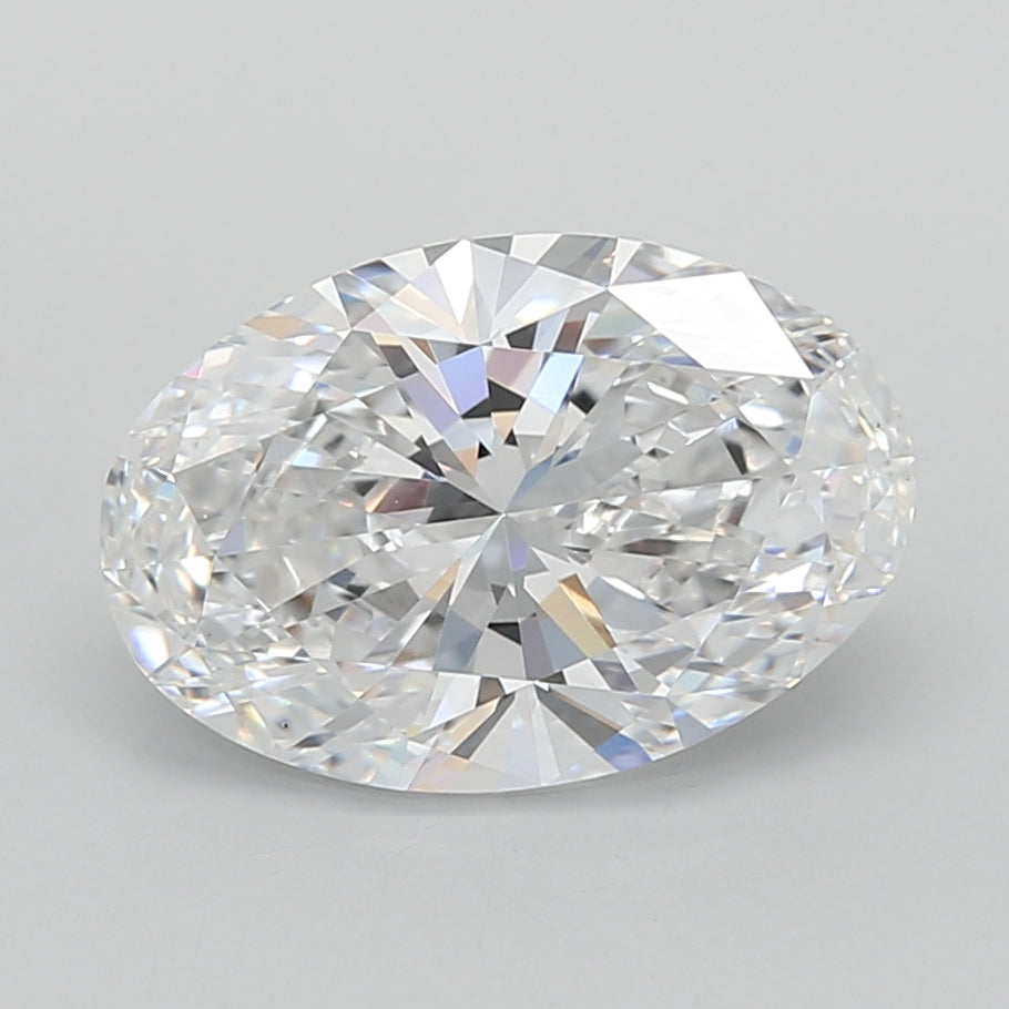 2.57 Carat Oval Shaped, Ideal Cut, D Color, VVS2 Clarity, IGI Certified Lab Grown Diamond
