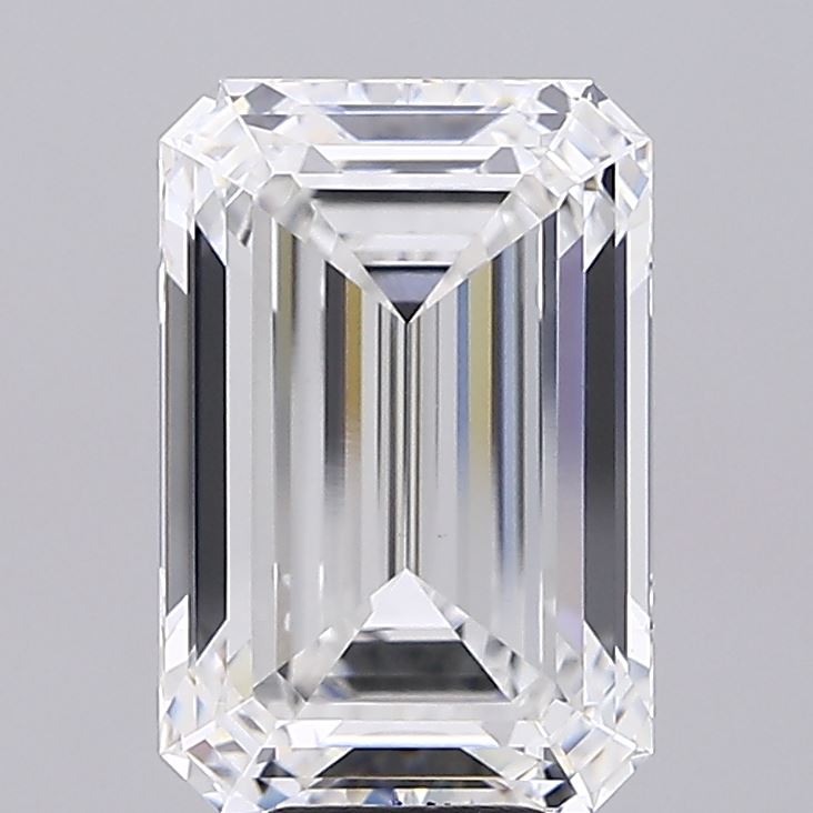 8.08 Carat Emerald Shaped, Ideal Cut, E Color, VVS2 Clarity, IGI Certified Lab Grown Diamond