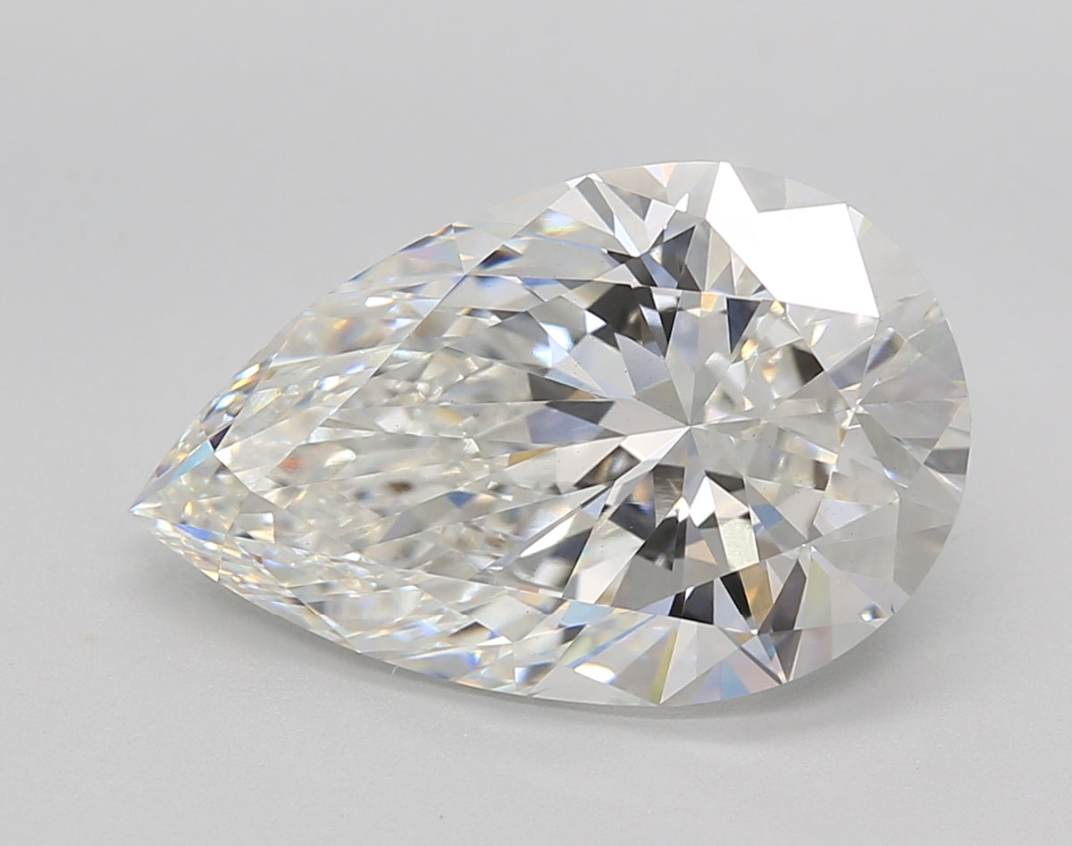 5.52 Carat Pear Shaped, Ideal Cut, F Color, VS1 Clarity, IGI Certified Lab Grown Diamond