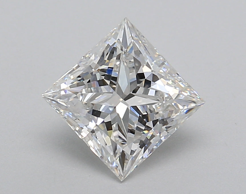 1.52 Carat Princess Shaped, Excellent Cut, E Color, VS1 Clarity, IGI Certified Lab Grown Diamond