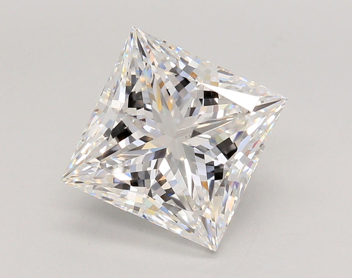 5.01 Carat Princess Shaped, Ideal Cut, E Color, VVS2 Clarity, IGI Certified Lab Grown Diamond