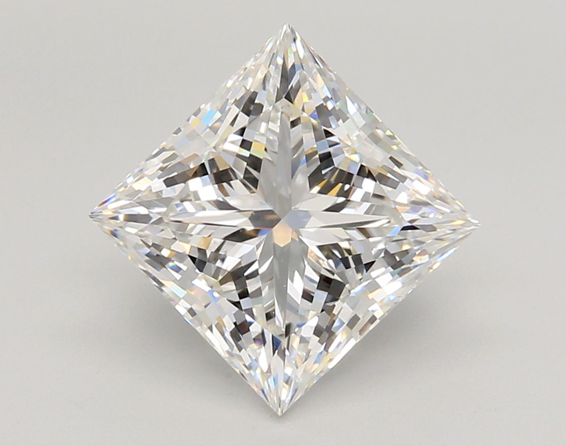 4.04 Carat Princess Shaped, Ideal Cut, E Color, VVS2 Clarity, IGI Certified Lab Grown Diamond