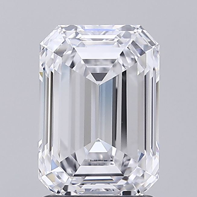 2.05 Carat Emerald Shaped, Ideal Cut, F Color, VVS2 Clarity, IGI Certified Lab Grown Diamond