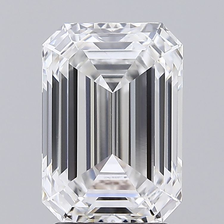 2.85 Carat Emerald Shaped, Ideal Cut, E Color, VVS2 Clarity, IGI Certified Lab Grown Diamond