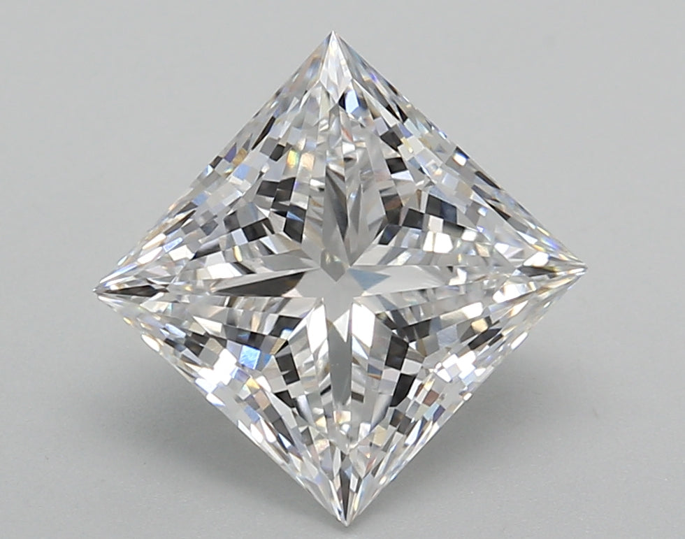 3.01 Carat Princess Shaped, Excellent Cut, D Color, VVS2 Clarity, IGI Certified Lab Grown Diamond