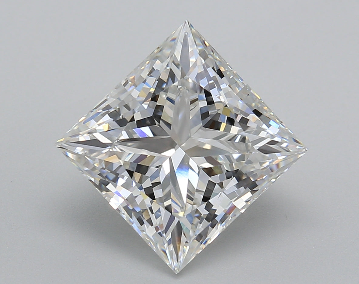 5.02 Carat Princess Shaped, Excellent Cut, F Color, VVS2 Clarity, IGI Certified Lab Grown Diamond