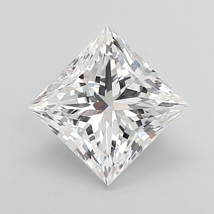 2.06 Carat Princess Shaped, Excellent Cut, E Color, VVS2 Clarity, IGI Certified Lab Grown Diamond