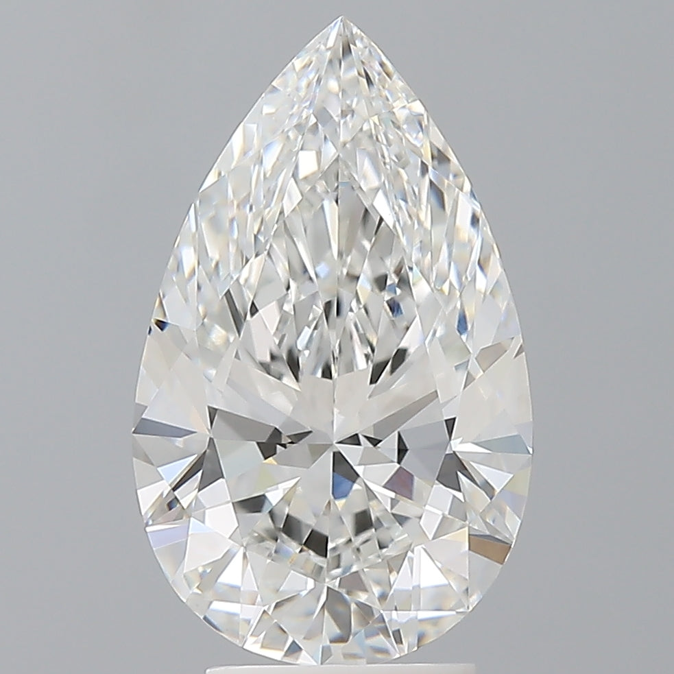 4.02 Carat Pear Shaped, Ideal Cut, F Color, VVS2 Clarity, IGI Certified Lab Grown Diamond