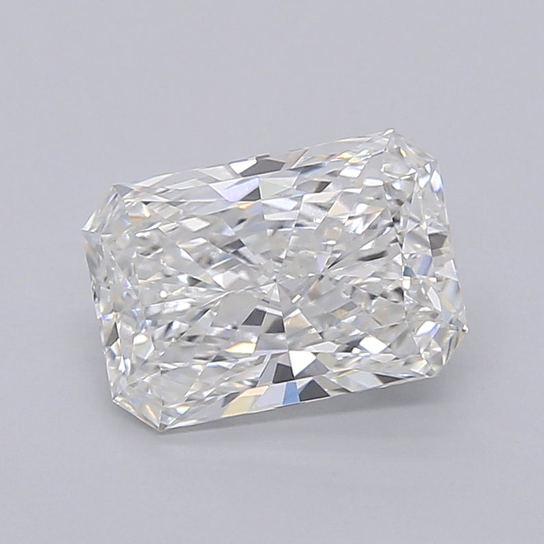 2.06 Carat Radiant Shaped, Excellent Cut, F Color, VVS2 Clarity, IGI Certified Lab Grown Diamond