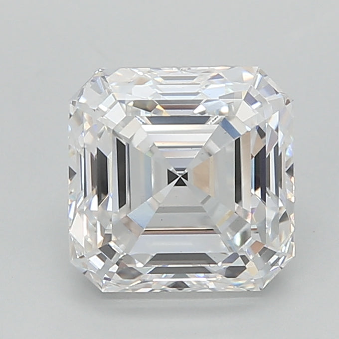 2.03 Carat Asscher Shaped, Ideal Cut, D Color, VS1 Clarity, IGI Certified Lab Grown Diamond