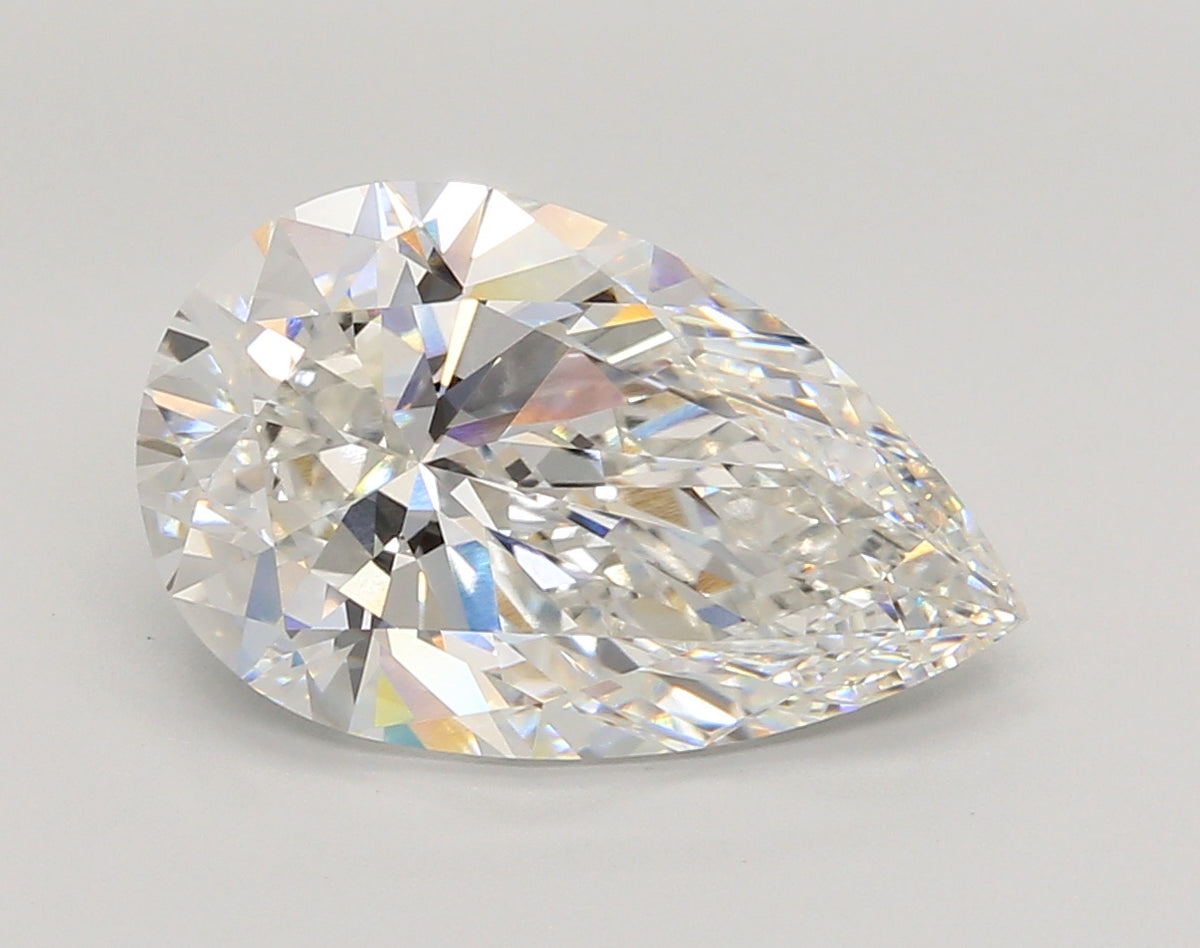 5.07 Carat Pear Shaped, Ideal Cut, F Color, VVS2 Clarity, IGI Certified Lab Grown Diamond
