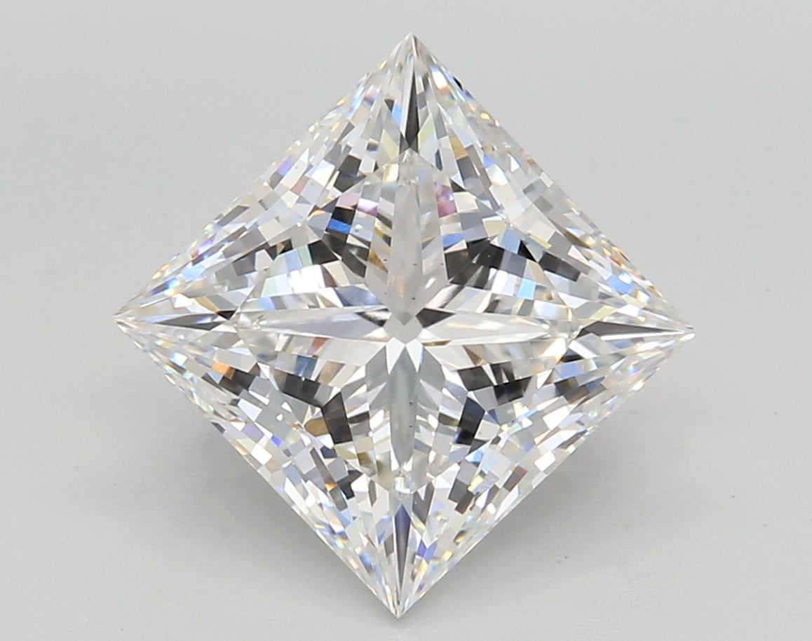 4.60 Carat Princess Shaped, Ideal Cut, F Color, VS1 Clarity, IGI Certified Lab Grown Diamond