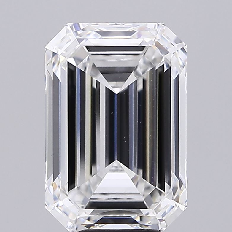 8.02 Carat Emerald Shaped, Ideal Cut, F Color, VVS2 Clarity, IGI Certified Lab Grown Diamond