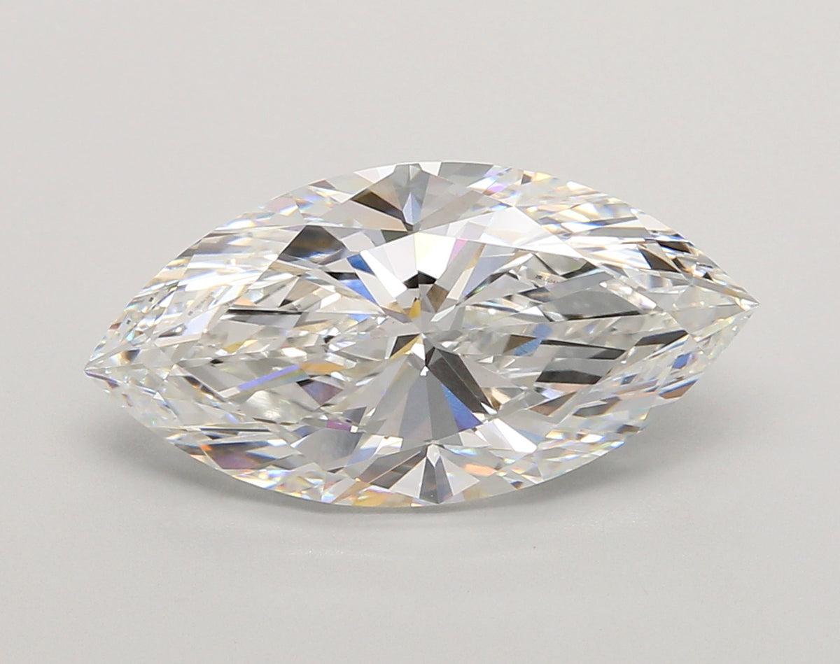 5.01 Carat Marquise Shaped, Ideal Cut, E Color, VVS2 Clarity, IGI Certified Lab Grown Diamond