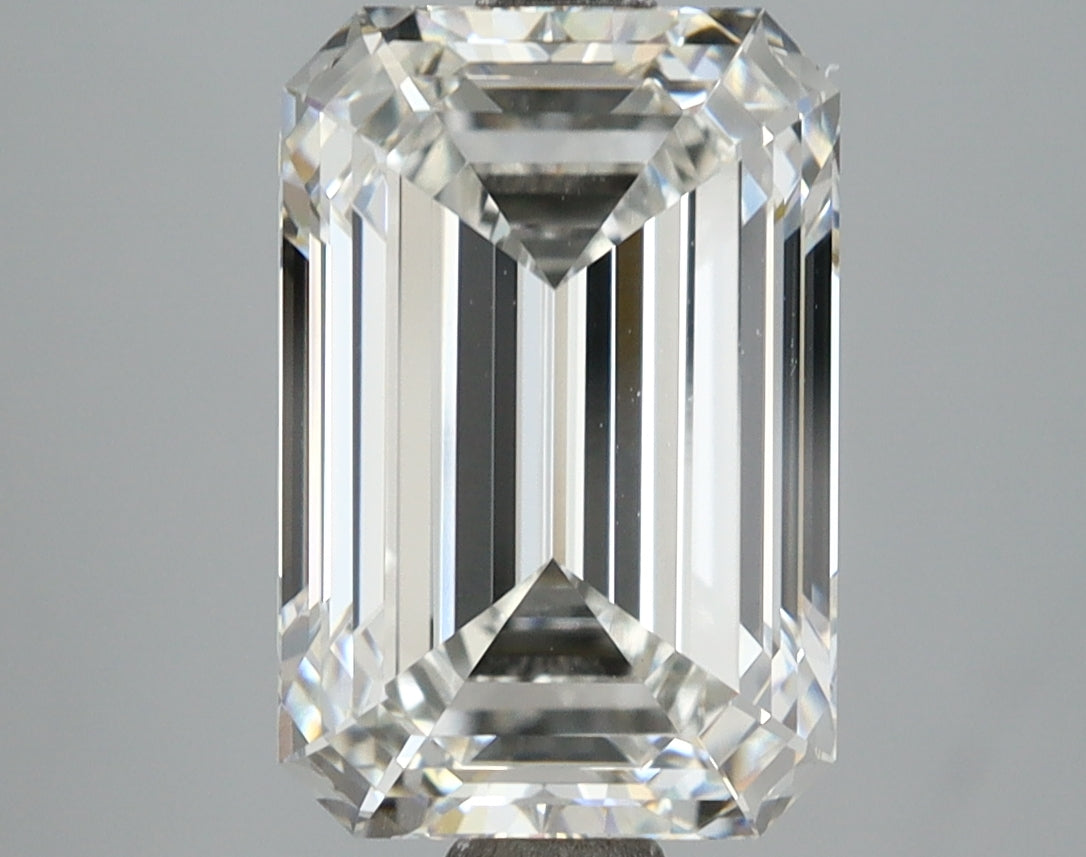 4.39 Carat Emerald Shaped, Ideal Cut, F Color, VVS2 Clarity, IGI Certified Lab Grown Diamond