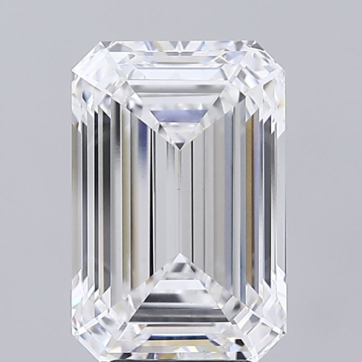 5.00 Carat Emerald Shaped, Ideal Cut, E Color, VVS2 Clarity, IGI Certified Lab Grown Diamond