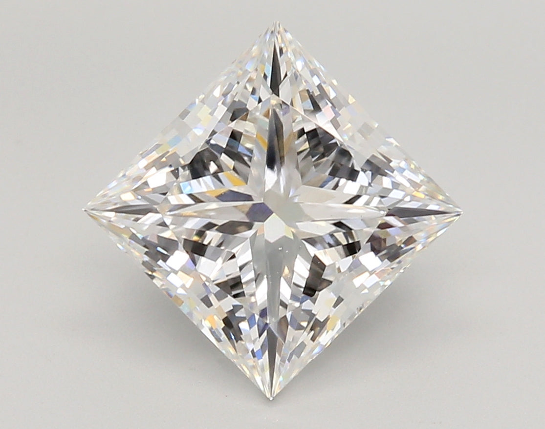 4.05 Carat Princess Shaped, Ideal Cut, E Color, VS1 Clarity, IGI Certified Lab Grown Diamond