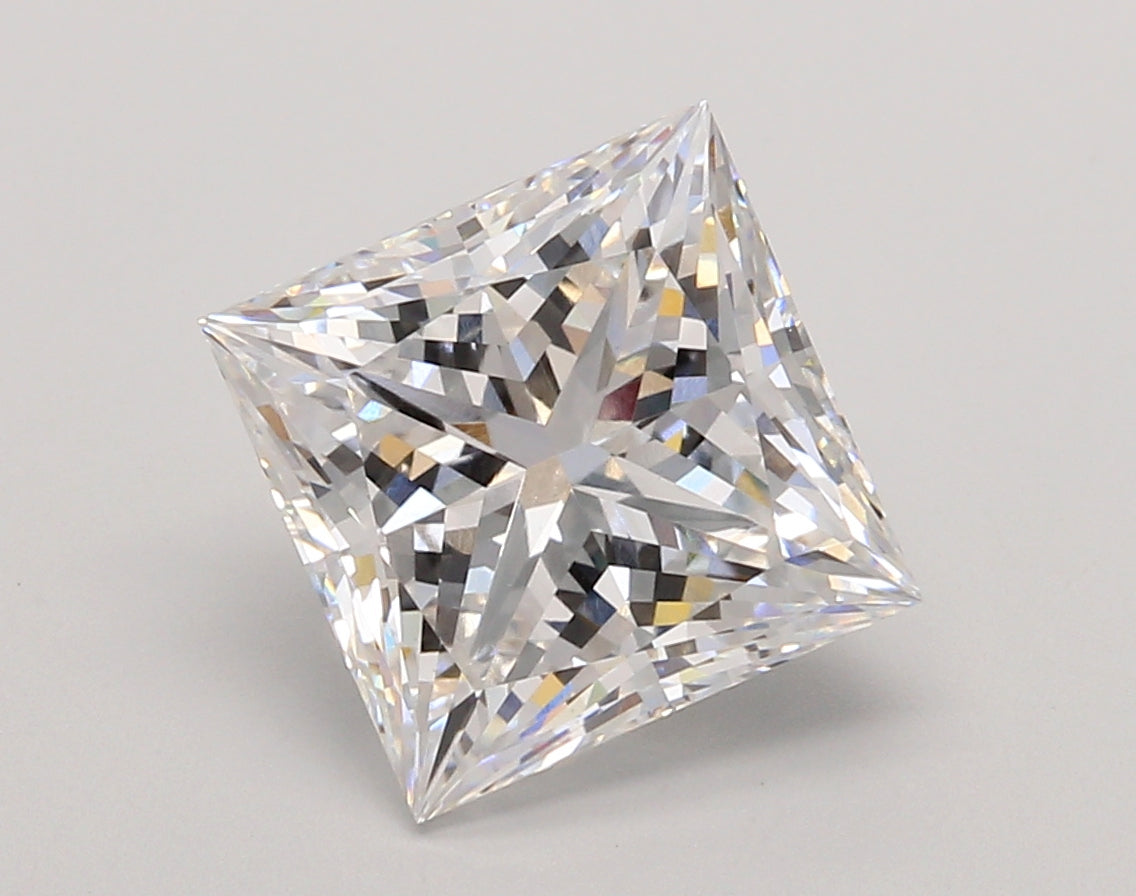4.05 Carat Princess Shaped, Ideal Cut, E Color, VVS2 Clarity, IGI Certified Lab Grown Diamond